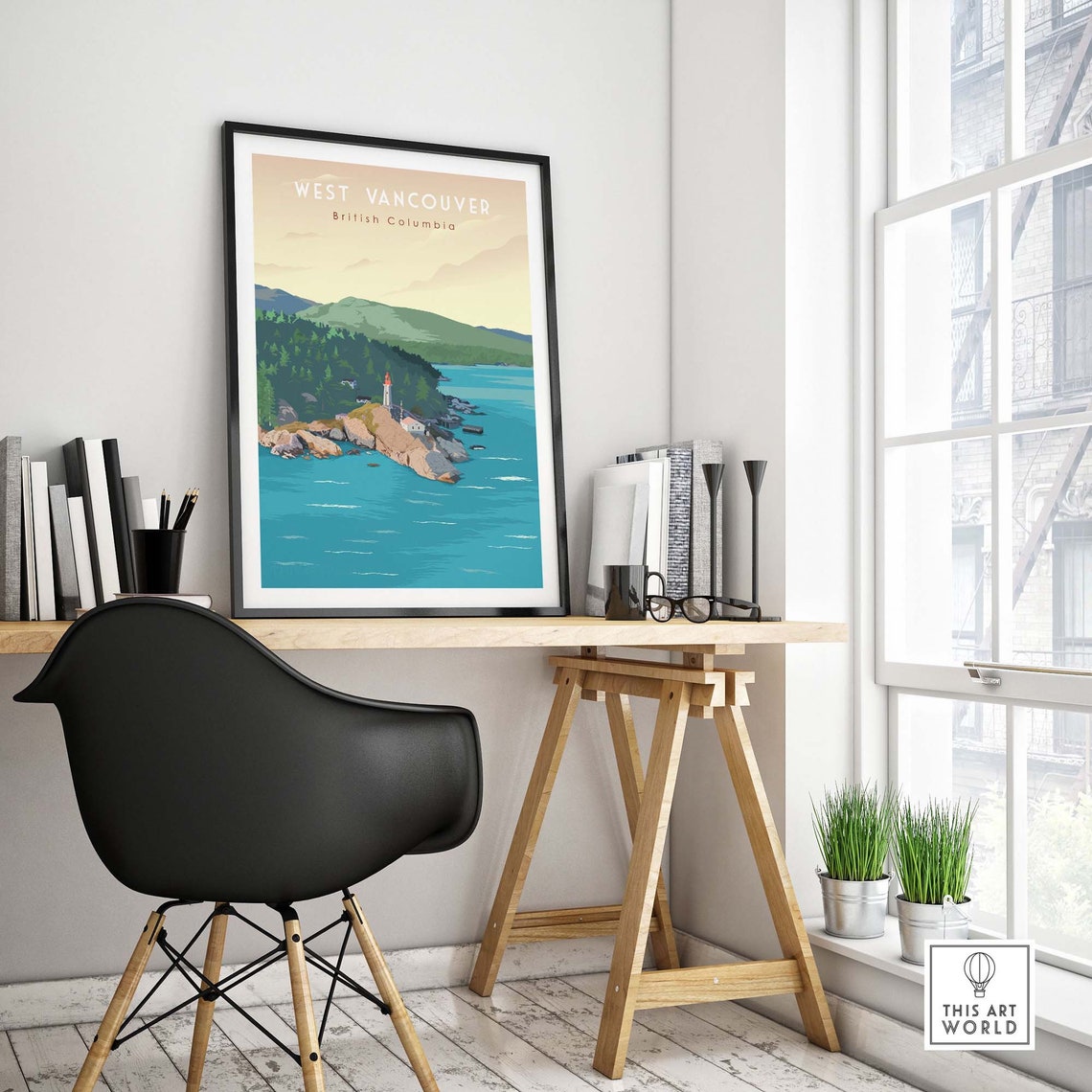 West Vancouver British Columbia Lighthouse Coastline Travel Poster - Image 4