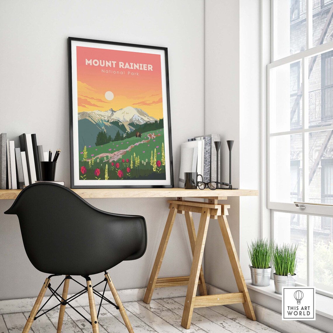 Mount Rainier National Park Travel Poster Art Print - Image 4