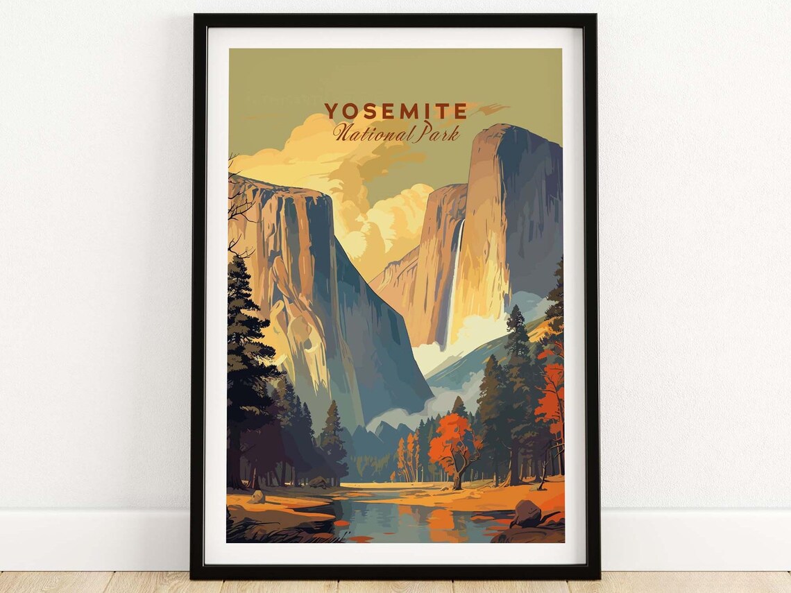 Yosemite Travel Poster, National Parks Wall Art