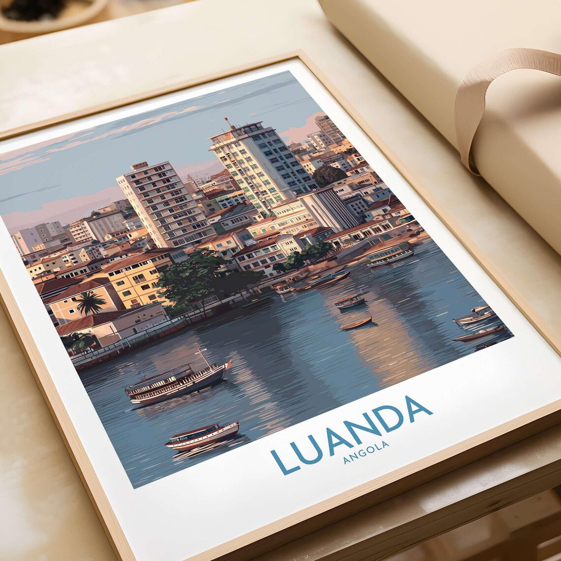 Luanda Angola Waterfront High Rise City Skyline Art Travel Poster