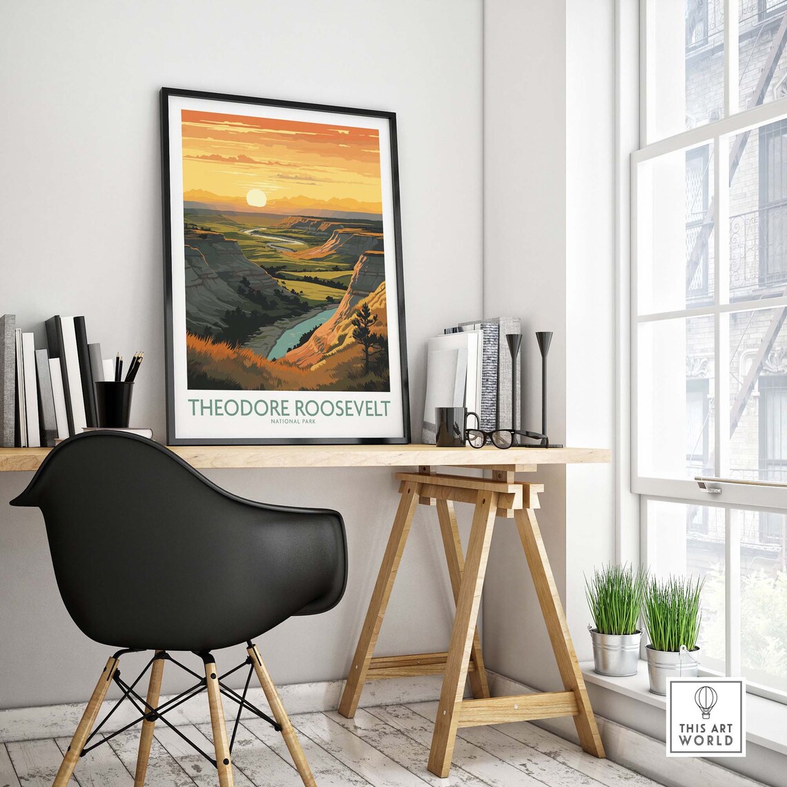 Theodore Roosevelt National Park Golden Badlands Evening Poster - Image 4