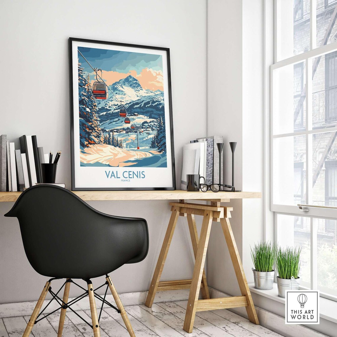 Winter Sports, Skier Mountain Cabin Art Print - Image 4