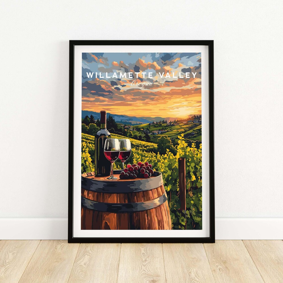 Willamette Valley Wine Country, Vineyard Illustration