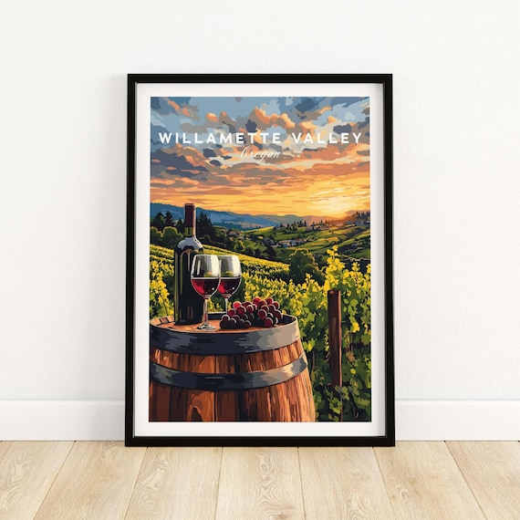 Willamette Valley Wine Country, Vineyard Illustration