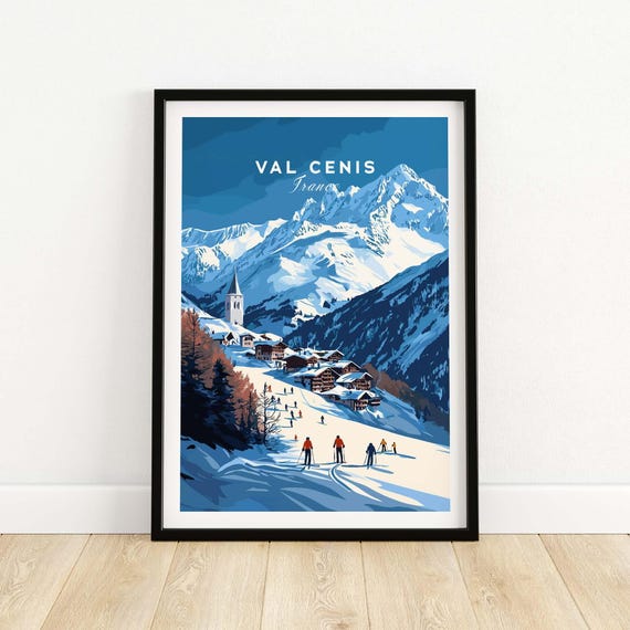 Val Cenis Travel Poster, Winter Sports Adventure