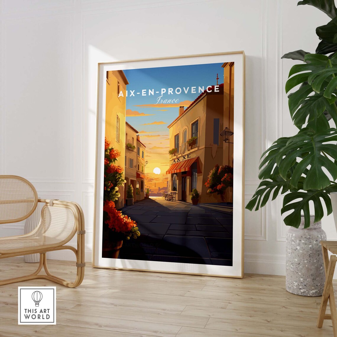 Aix en Provence France Old Town Sunset Street Scene Travel Poster - Image 3