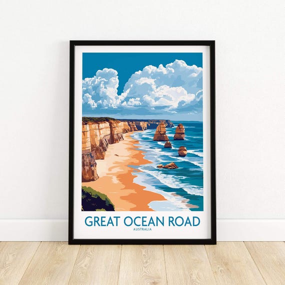 Great Ocean Road Travel Poster Art Print Home Dcor Gift Illustration Artwork Australia