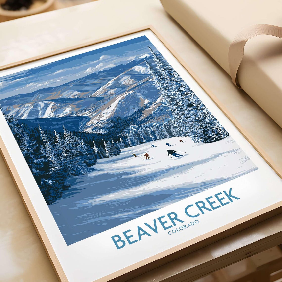 Beaver Creek Colorado Group of Skiers on Snowy Slope Scene Poster