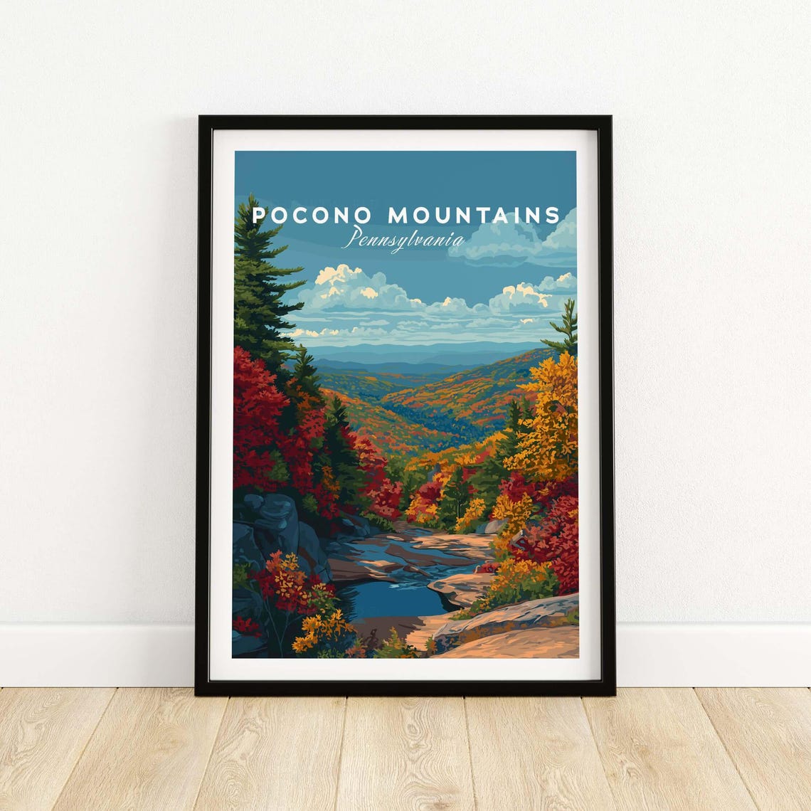 Pocono Mountains Pennsylvania Fall Foliage Travel Poster Valley Poster