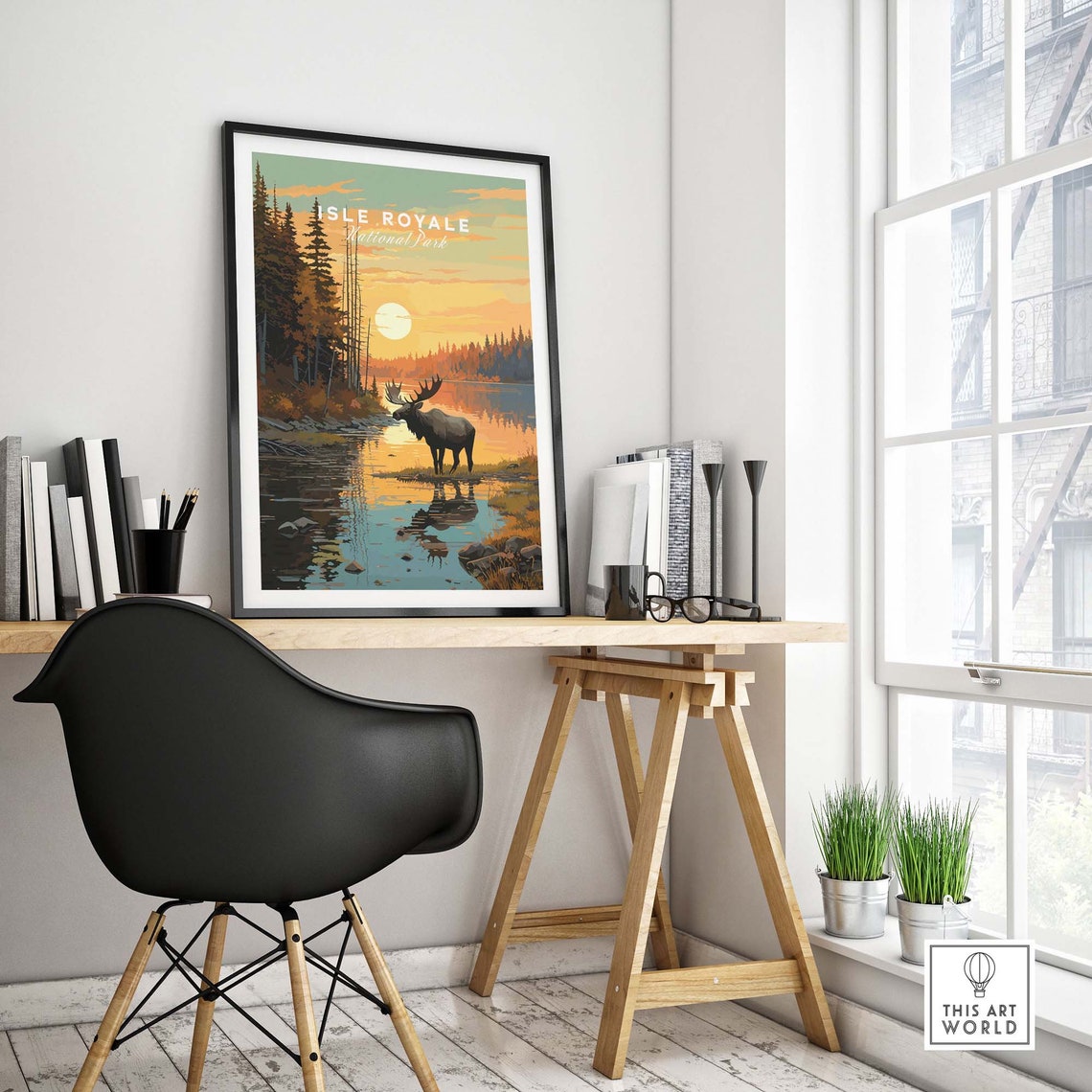 Isle Royale National Park Moose At Sunset Lake Reflection Poster - Image 4