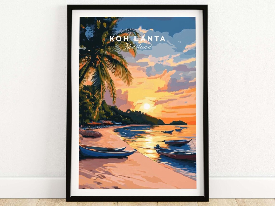 Koh Lanta Travel Poster, Place-Inspired Wall Art