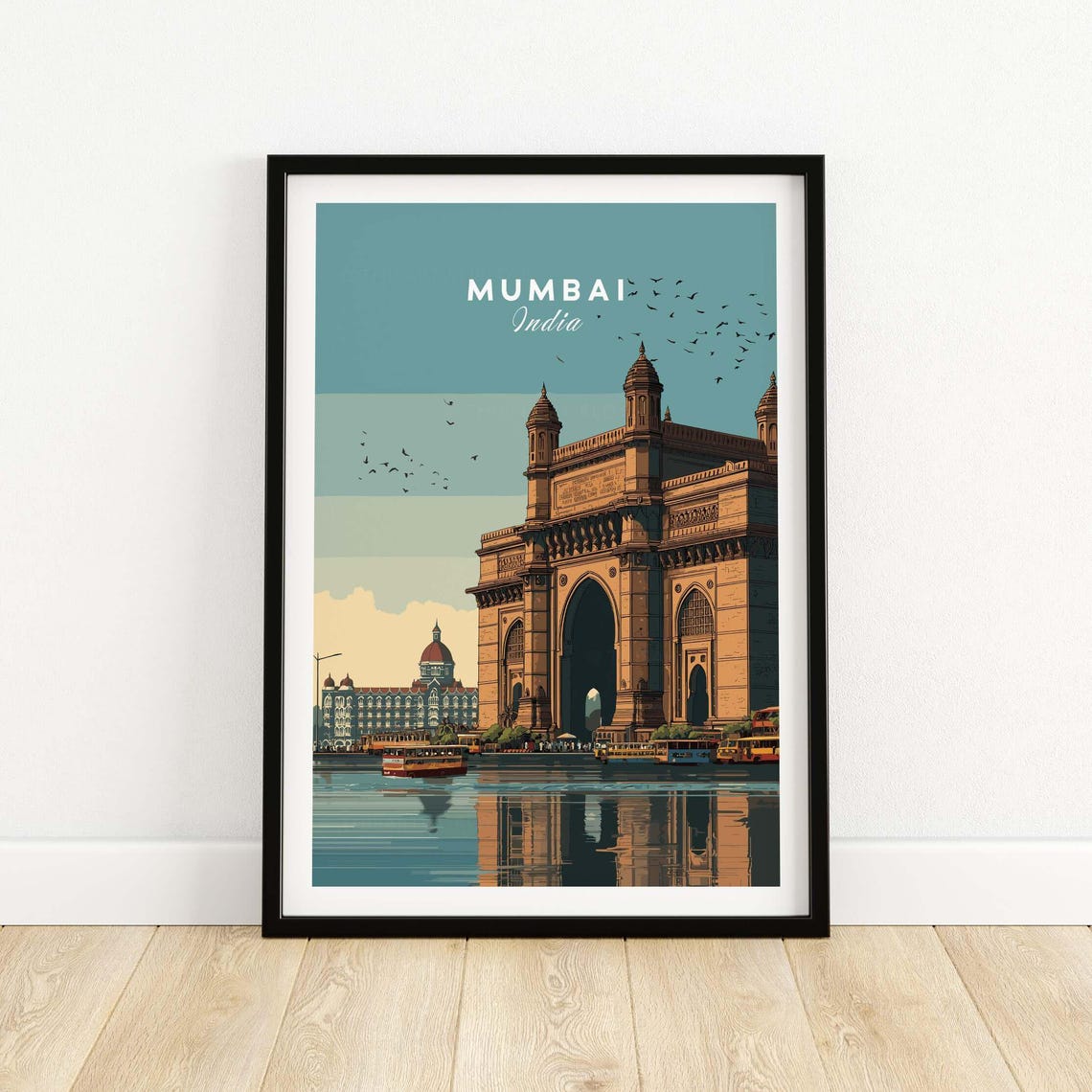 Mumbai Gateway Of India Monument Birds Water Reflection Poster