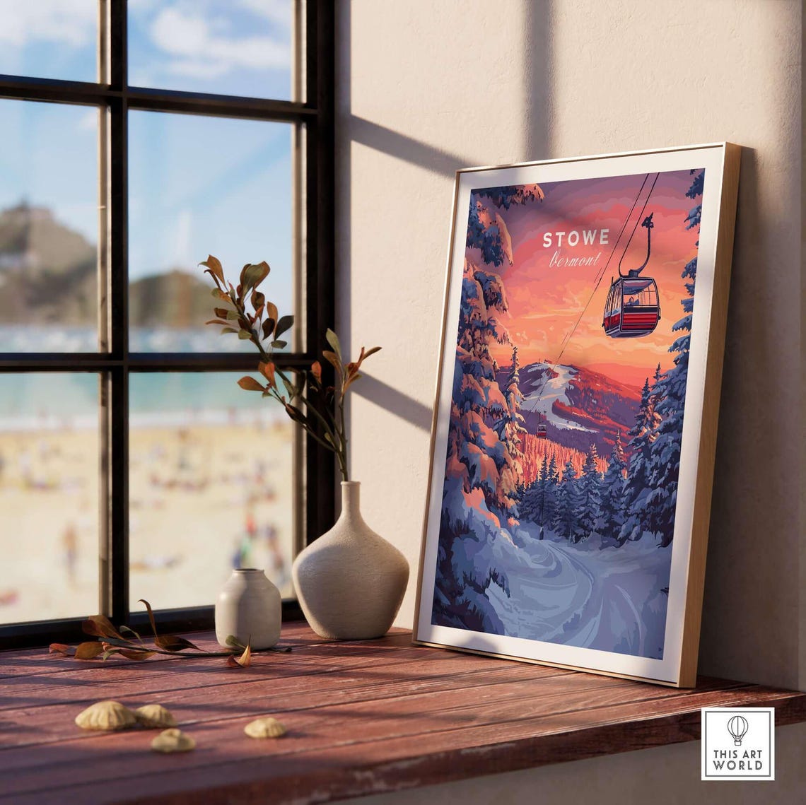 Stowe Ski Resort, Vermont Winter Sports Art Print - Image 3