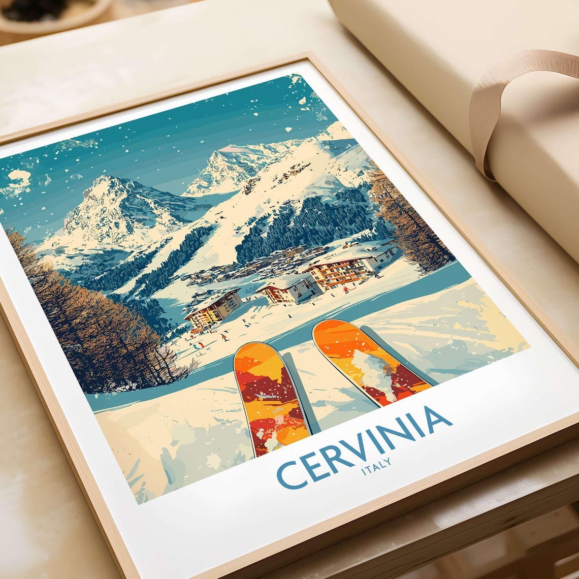 Cervinia Ski Resort, Winter Sports Travel Poster