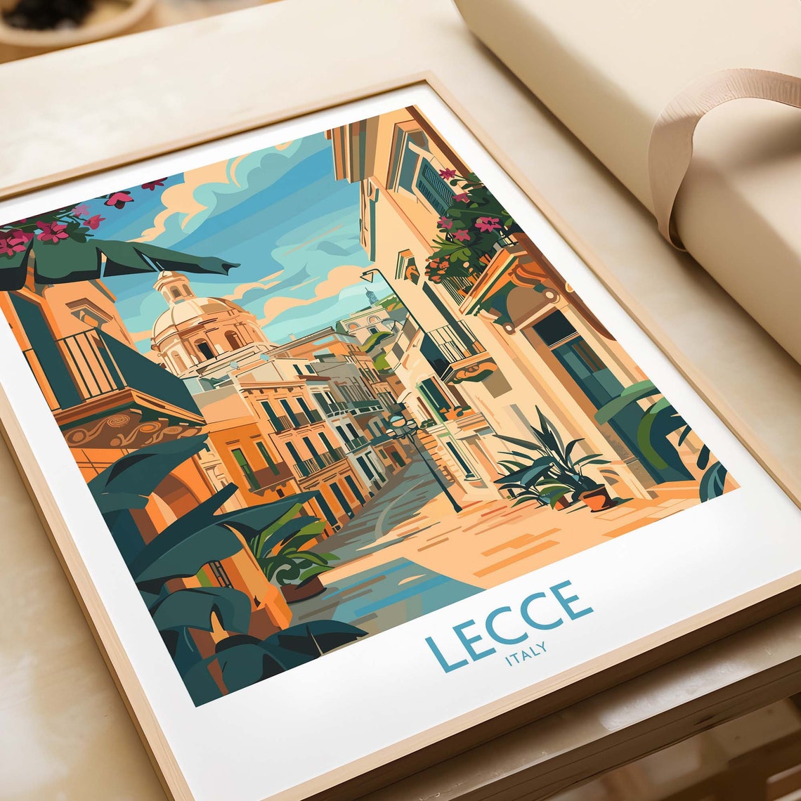 Lecce Puglia Baroque Street Flowers Balconies Old Town Art Poster