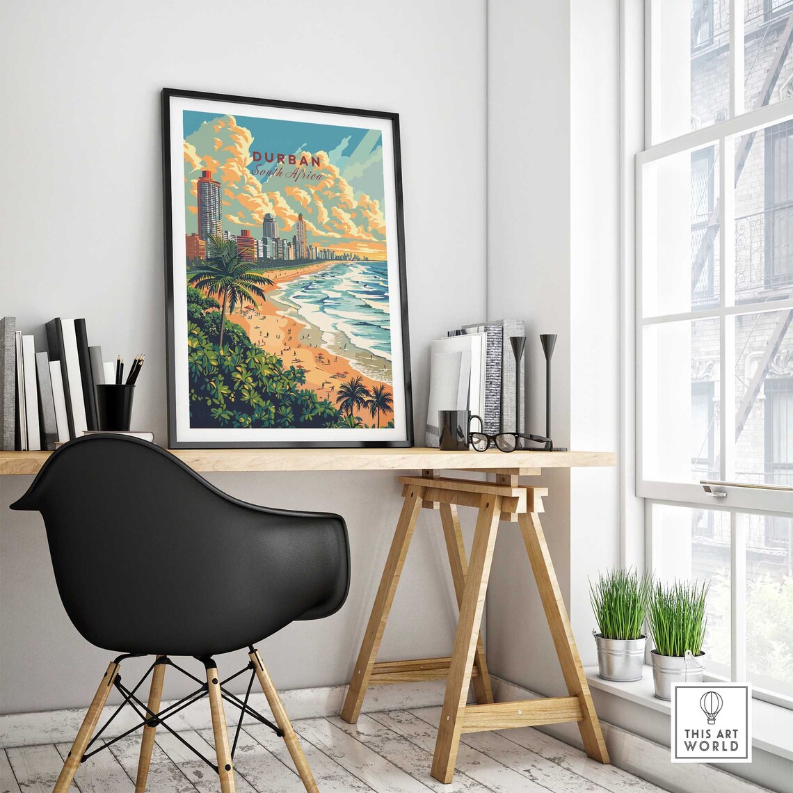 Durban South Africa Golden Beach Skyline Vintage Travel Poster - Image 4