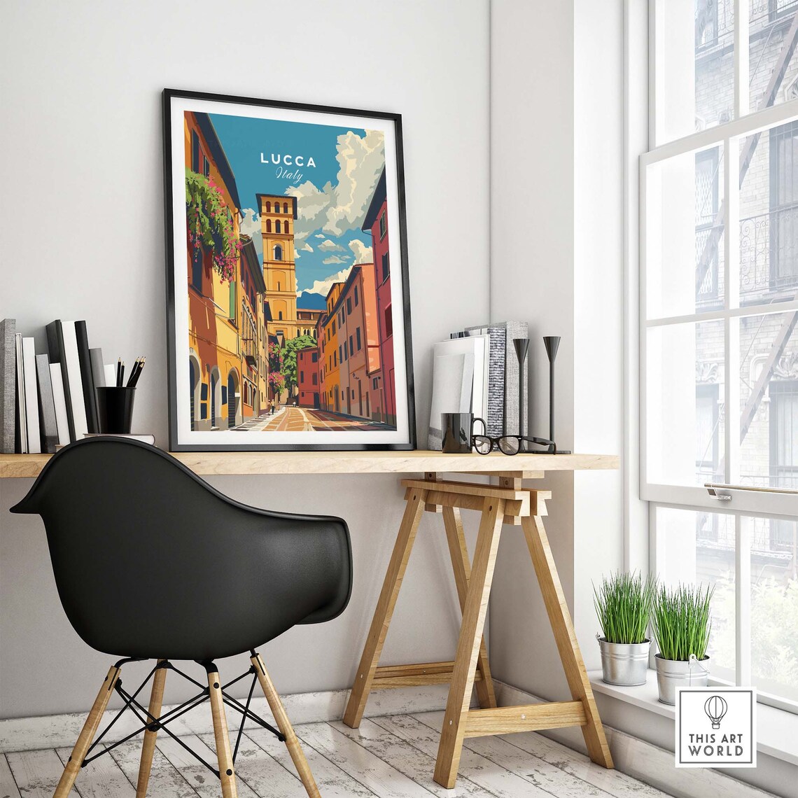 Lucca Travel Poster, Tuscany Italy Wall Art Print - Image 4