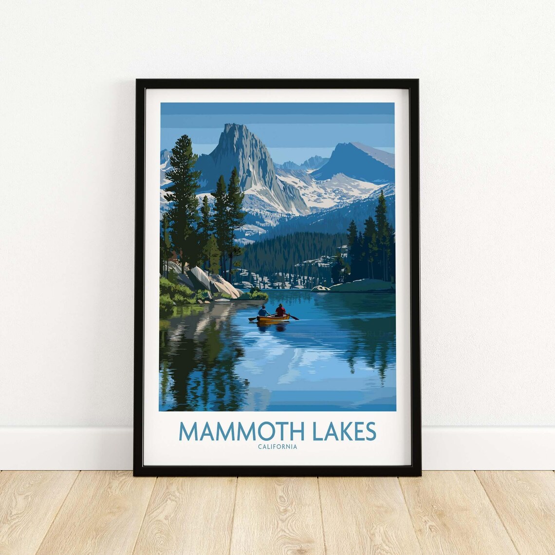 Mammoth Lakes California Canoe On The Lake Peaks Travel Poster