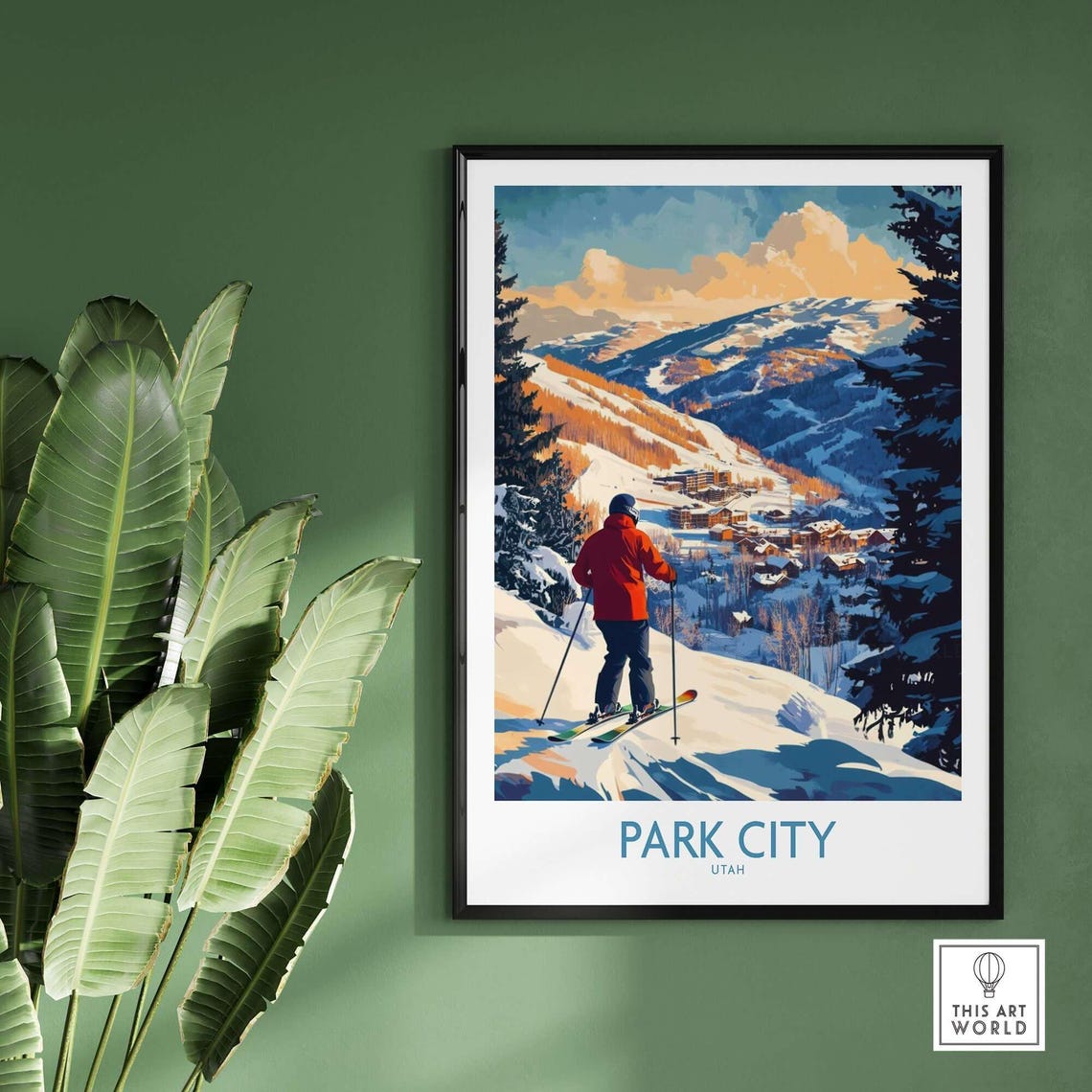 Park City Ski Travel Poster, Utah Illustration - Image 2