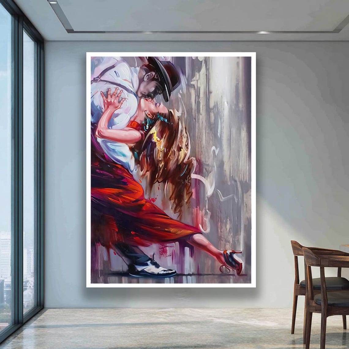 Passionate Tango Dance Couple Dramatic Dip Romantic Painting Poster