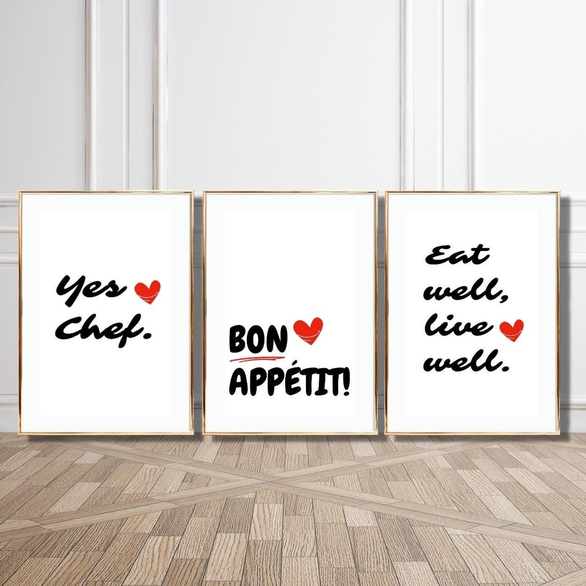 Playful Yes Chef Quote Red Heart Black Script Kitchen Decor Poster - Image 4
