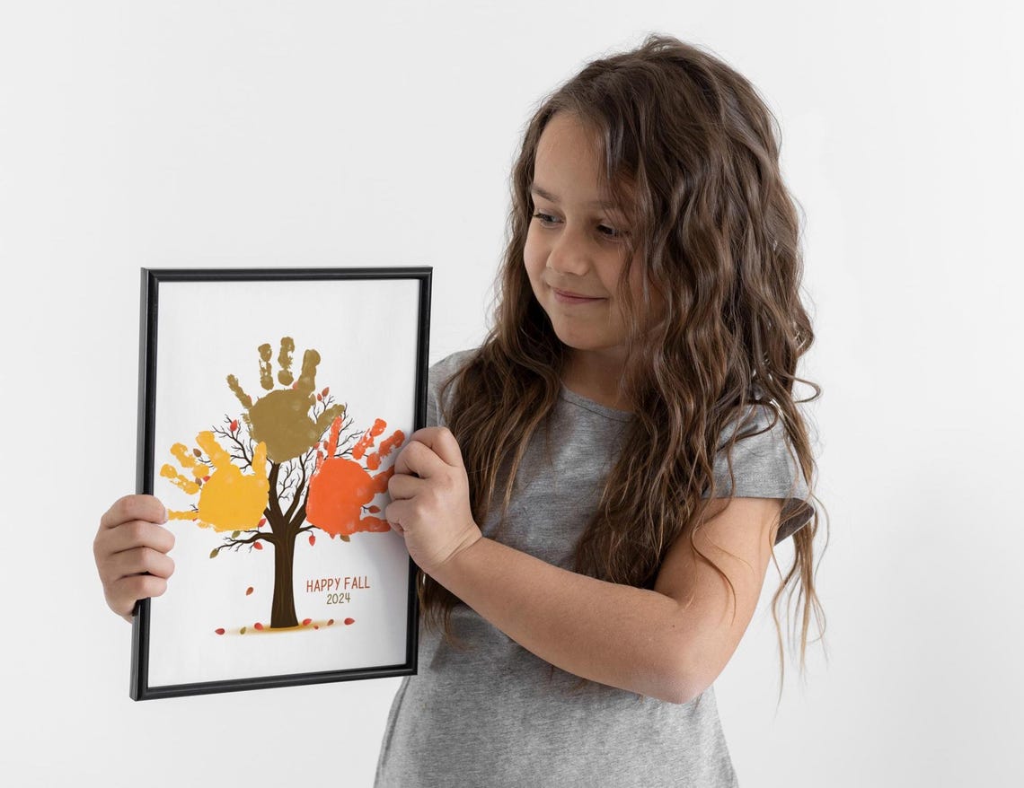 Happy Fall 2024 Handprint Autumn Tree Kids Craft Keepsake Poster - Image 4
