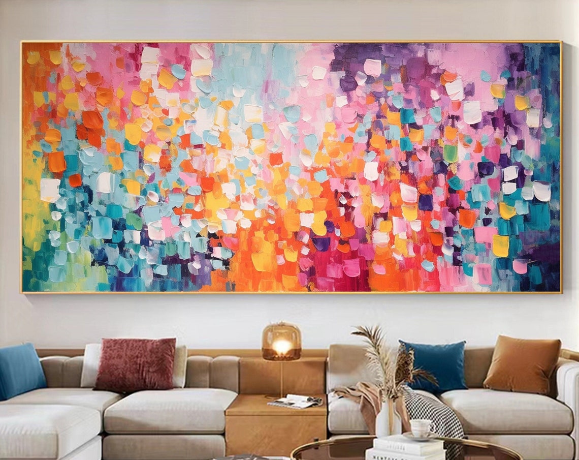 Vibrant Color Mosaic Dabs Abstract Warm Tones Texture Poster