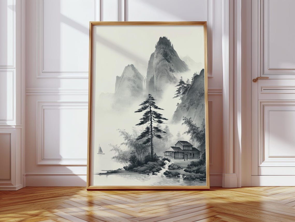 Emei Chinese Mountains, Hiroshi Nagai Inspired Art Print