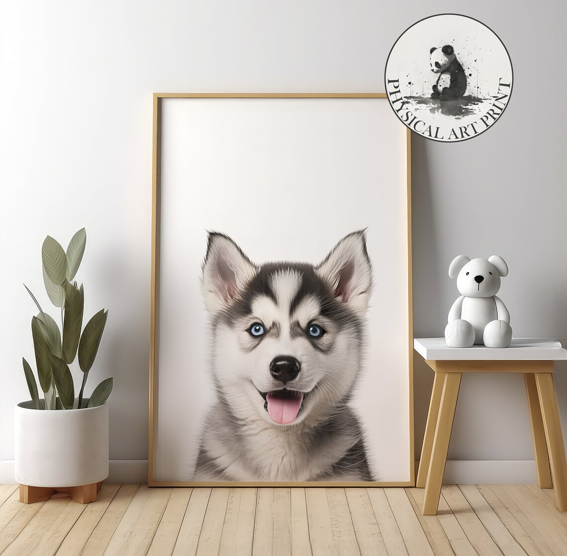 Siberian Husky Puppy Portrait Nursery Matte Cute Animal Decor Wall Poster