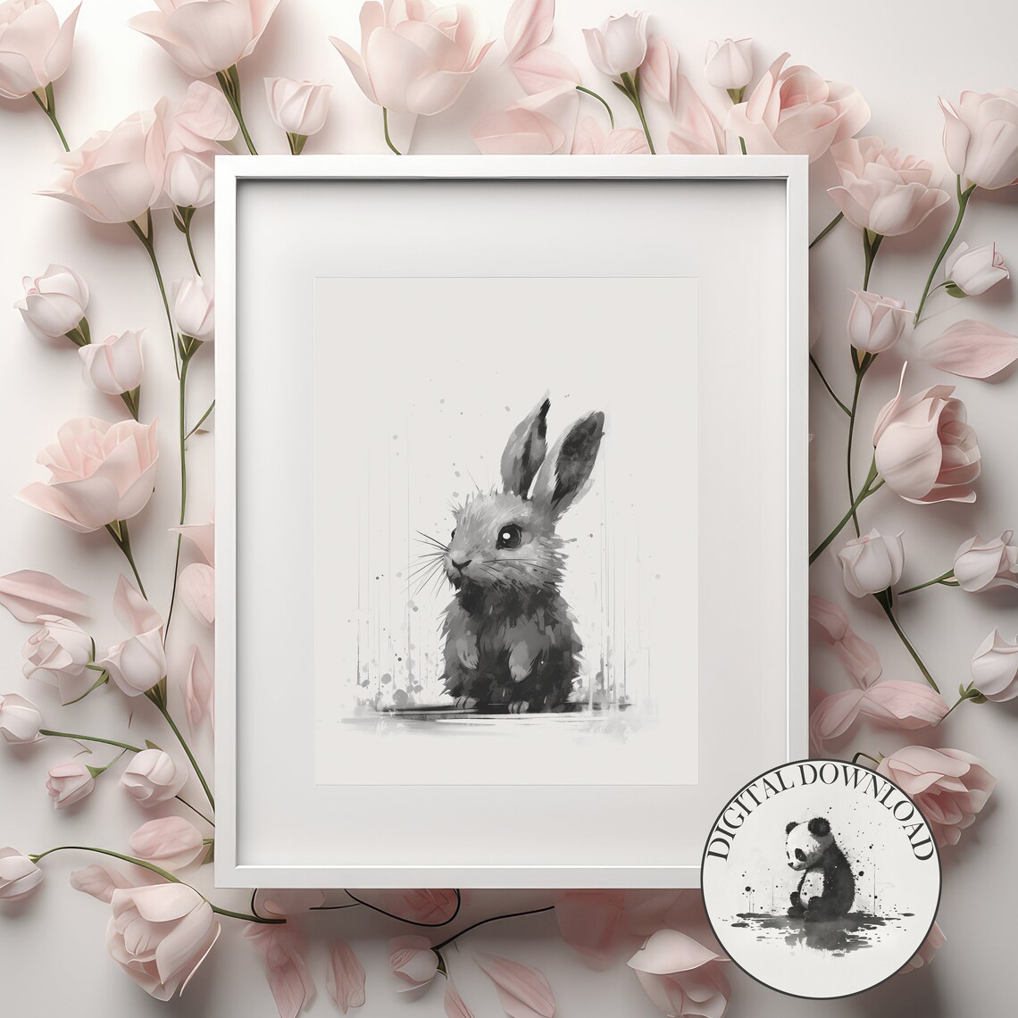 Baby Bunny In The Rain Nursery Art Print