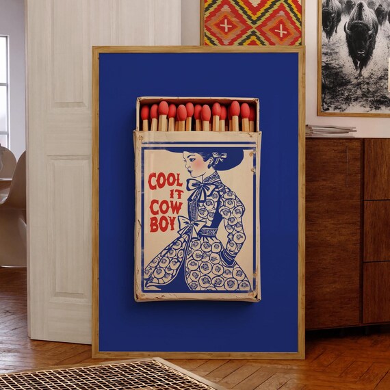 Retro Cowboy Poster, Alt Country Bar Cart Art