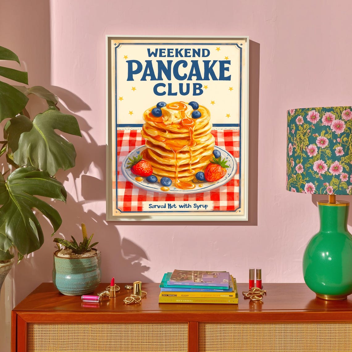 Weekend Pancake Club Retro Breakfast Tall Stack Kitchen Poster
