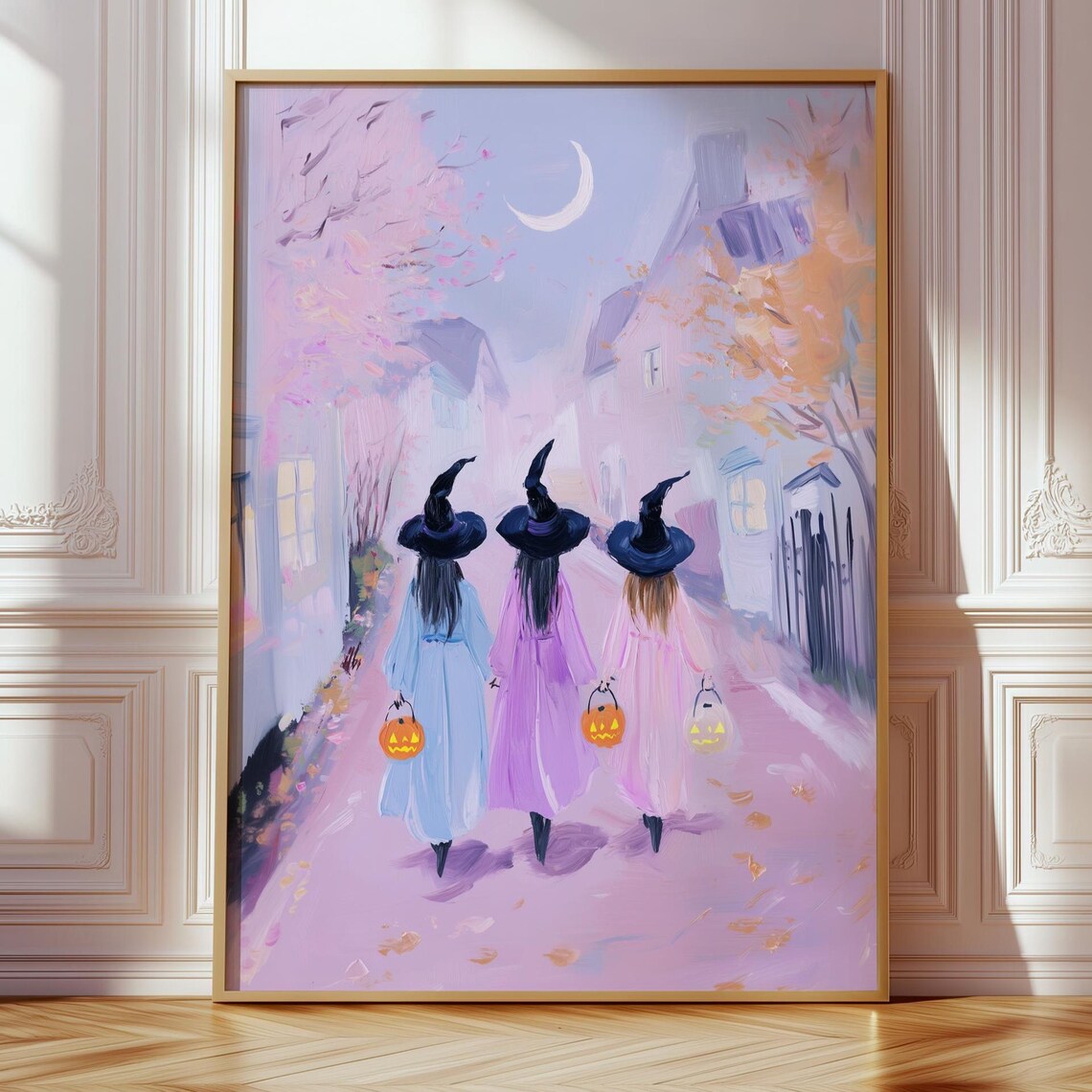 Three Witches Trick Or Treat Pastel Halloween Spooky Cute Art Poster
