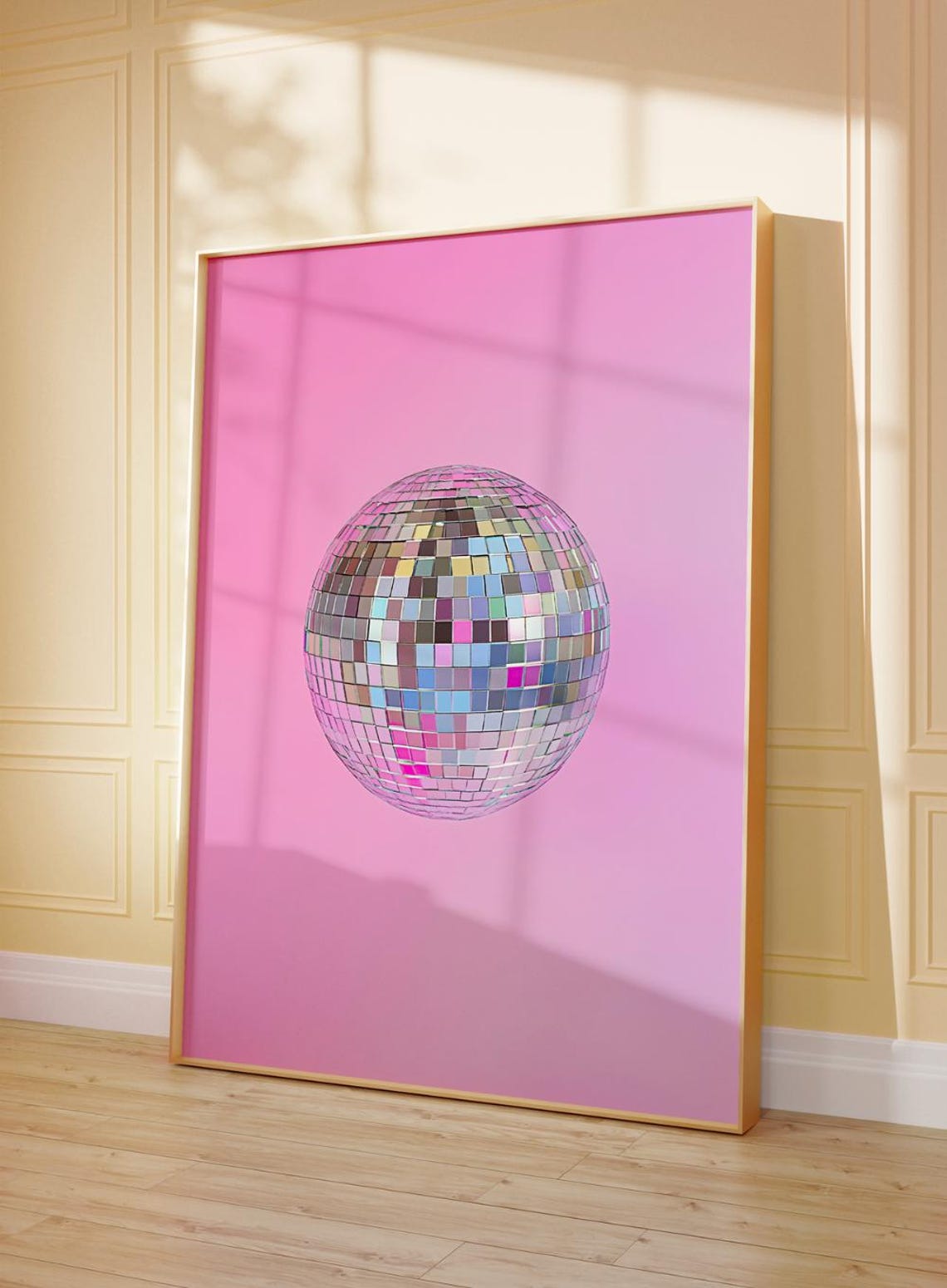 Pink Disco Ball Retro Glam Preppy Dorm Room Decor Wall Poster