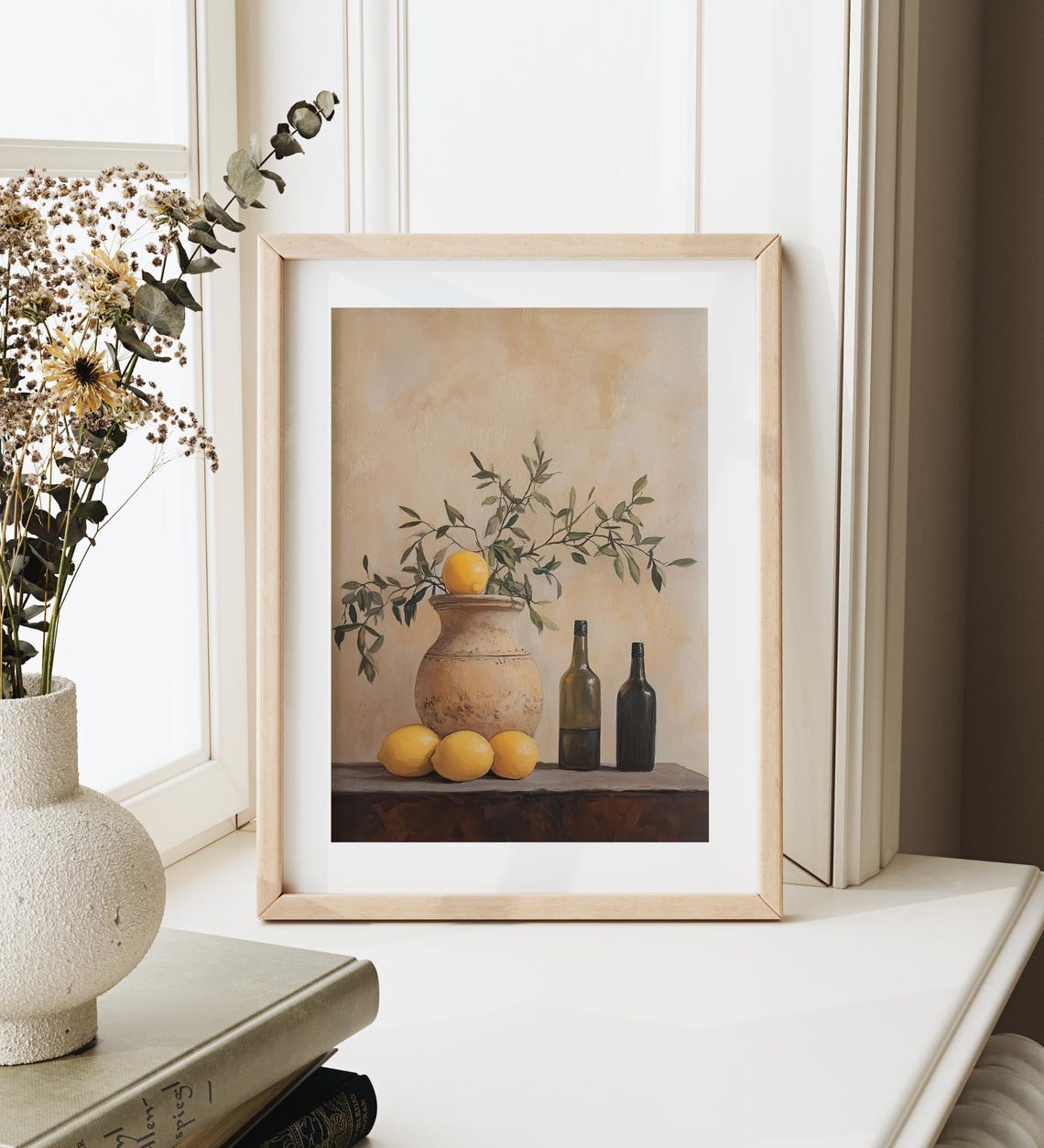 Lemons Terracotta Vase Rustic Fruit Still Life Vintage Poster - Image 3