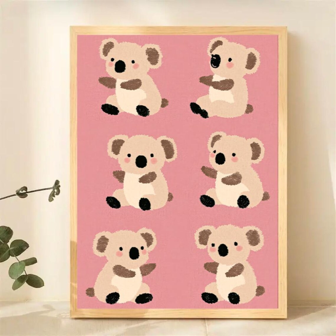 Pandas Maximalist Pink Dopamine Decor, Cute Animal Poster
