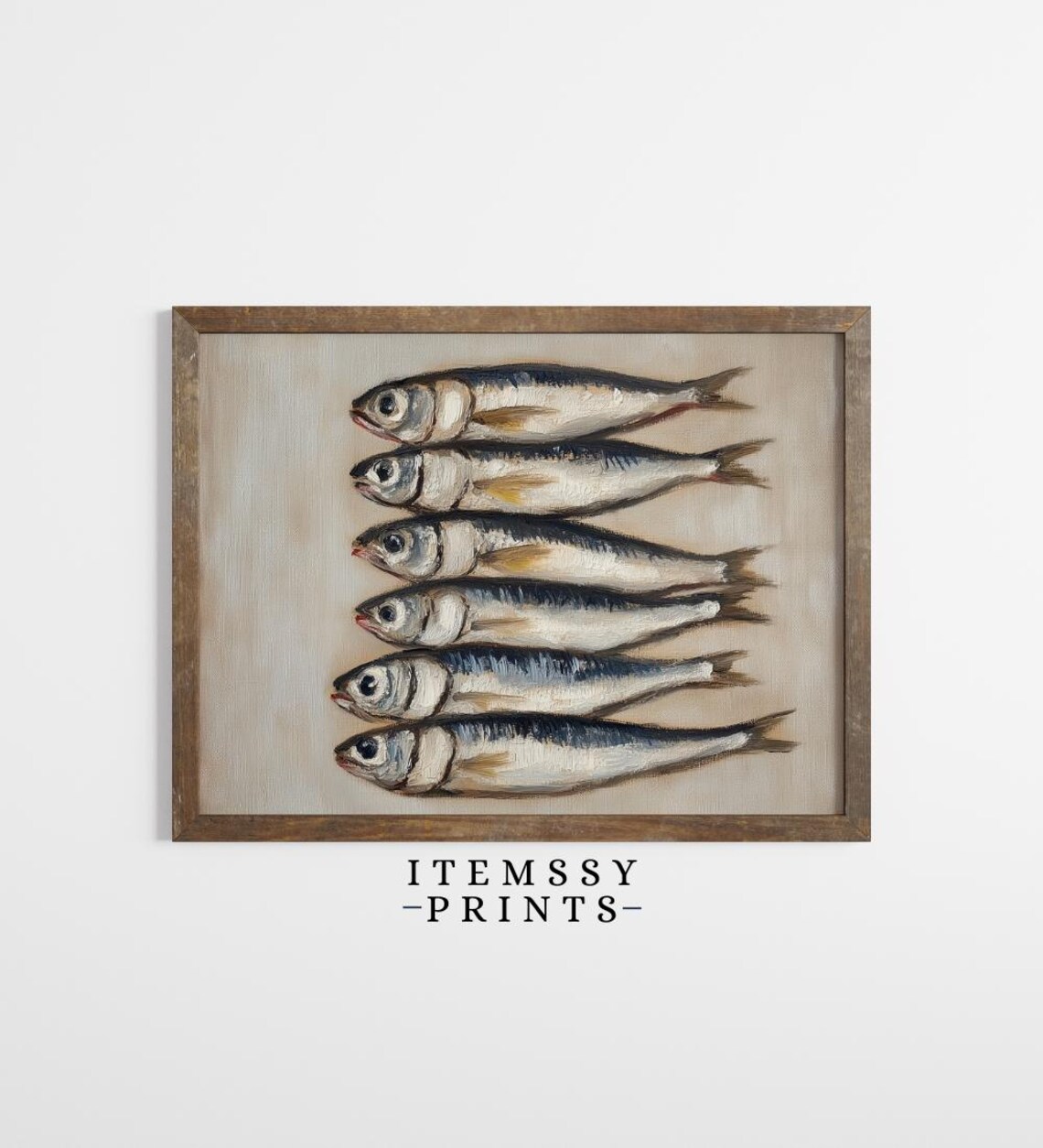 Vintage Sardine Still Life Painting Antique Nautical Fish Poster - Image 2