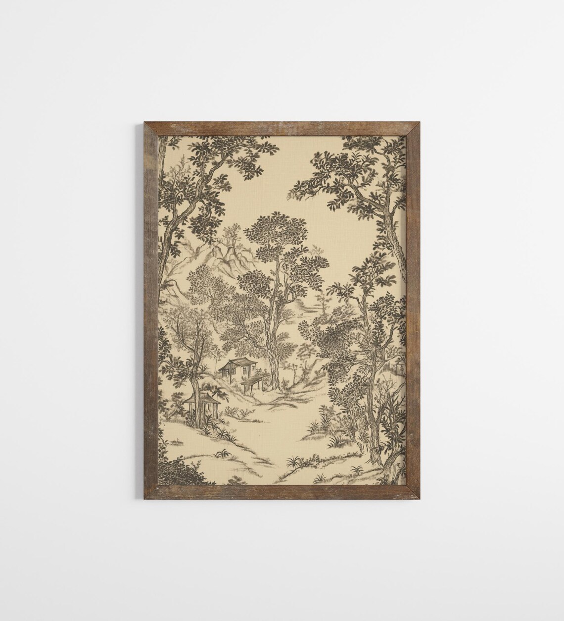 Toile Woodland Landscape Forest Cottage Vintage Sepia Poster - Image 2