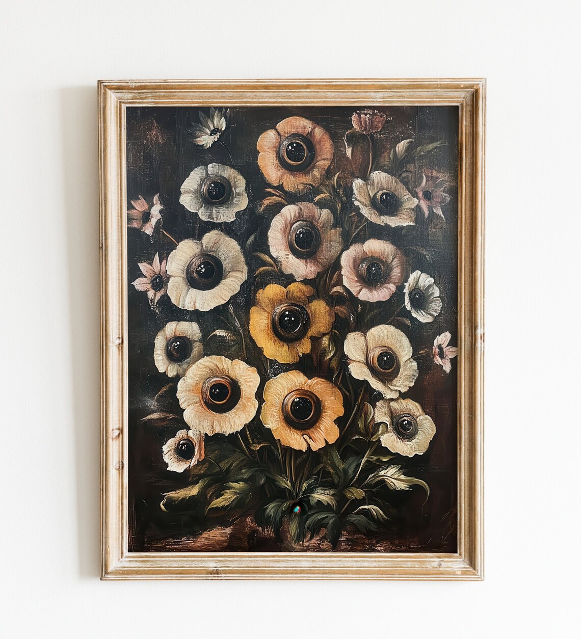 Dark Victorian Poppy Flower Botanical Painting Gothic Wall Art