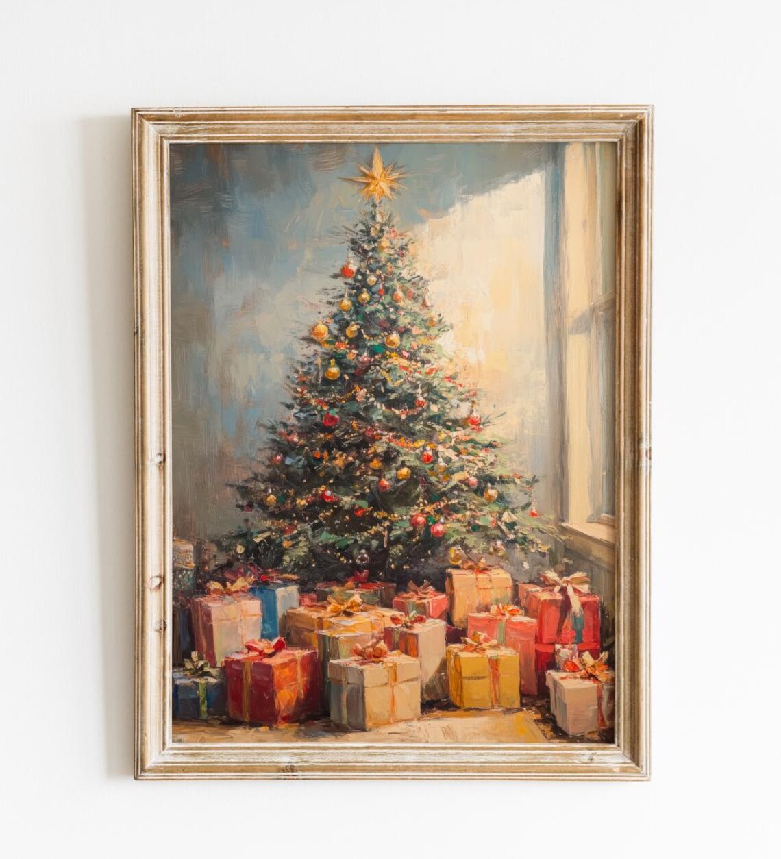 Christmas Tree By Sunlit Window With Gifts Impressionist Poster