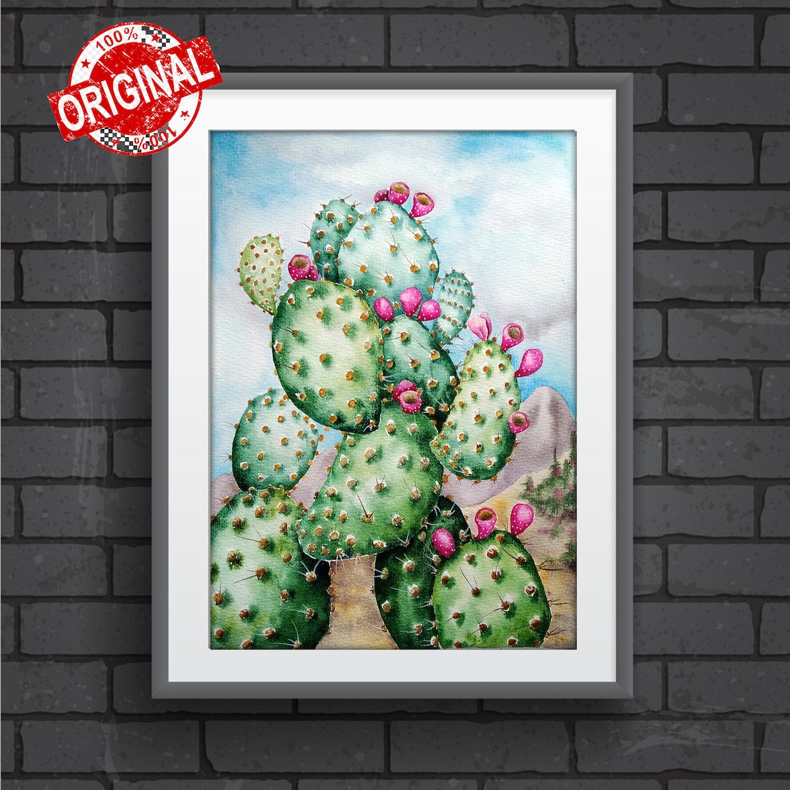 Prickly Pear Cactus Watercolor Art Print, Arizona - Image 2