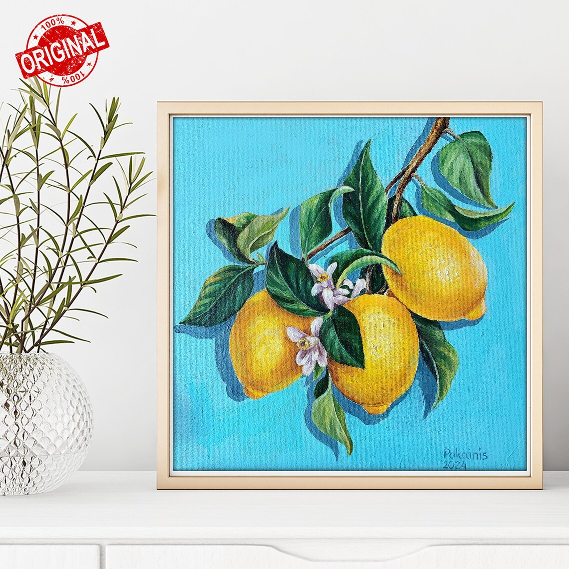 Lemon Oil Painting Still Life, Citrus Art Print - Image 3