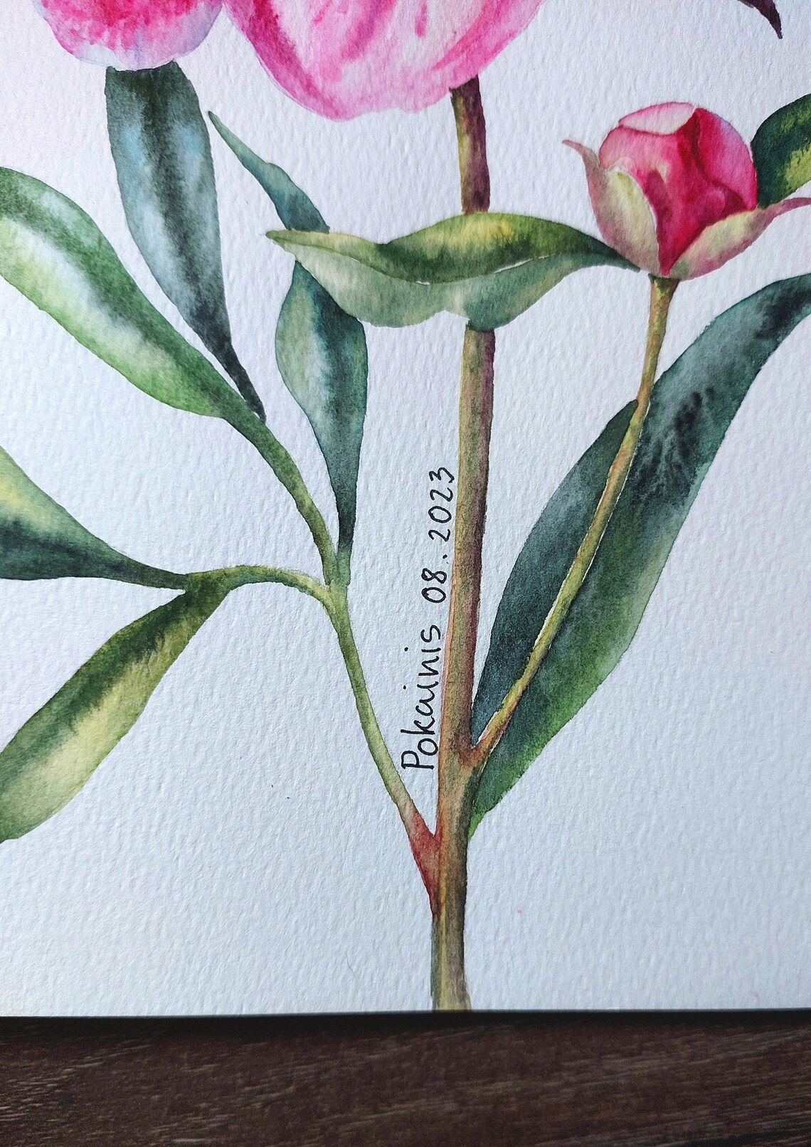 Peony Watercolor Painting, Botanical Spring Flower Art - Image 3