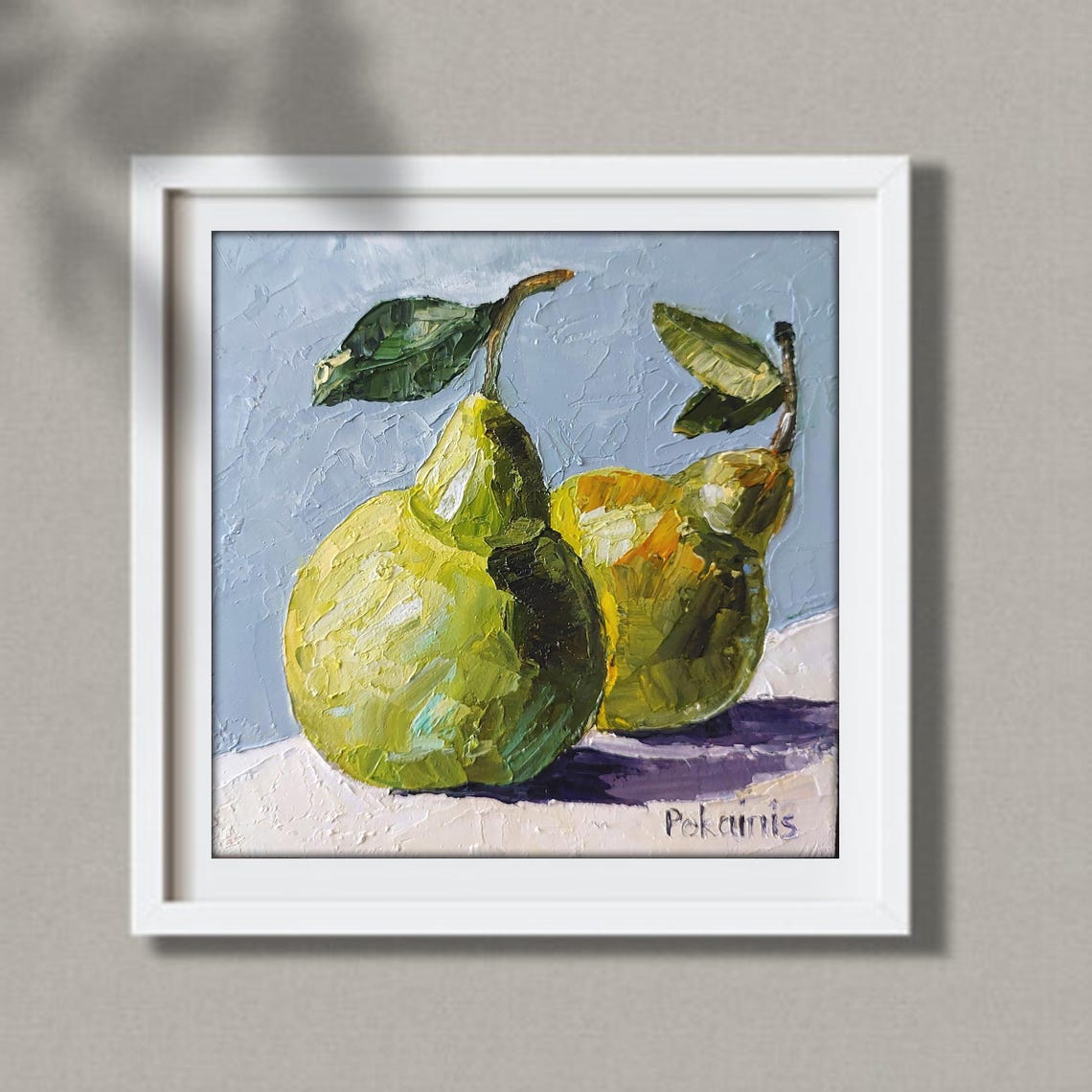 Two Fresh Pears Impasto Oil Still Life Miniature Painting Poster - Image 4