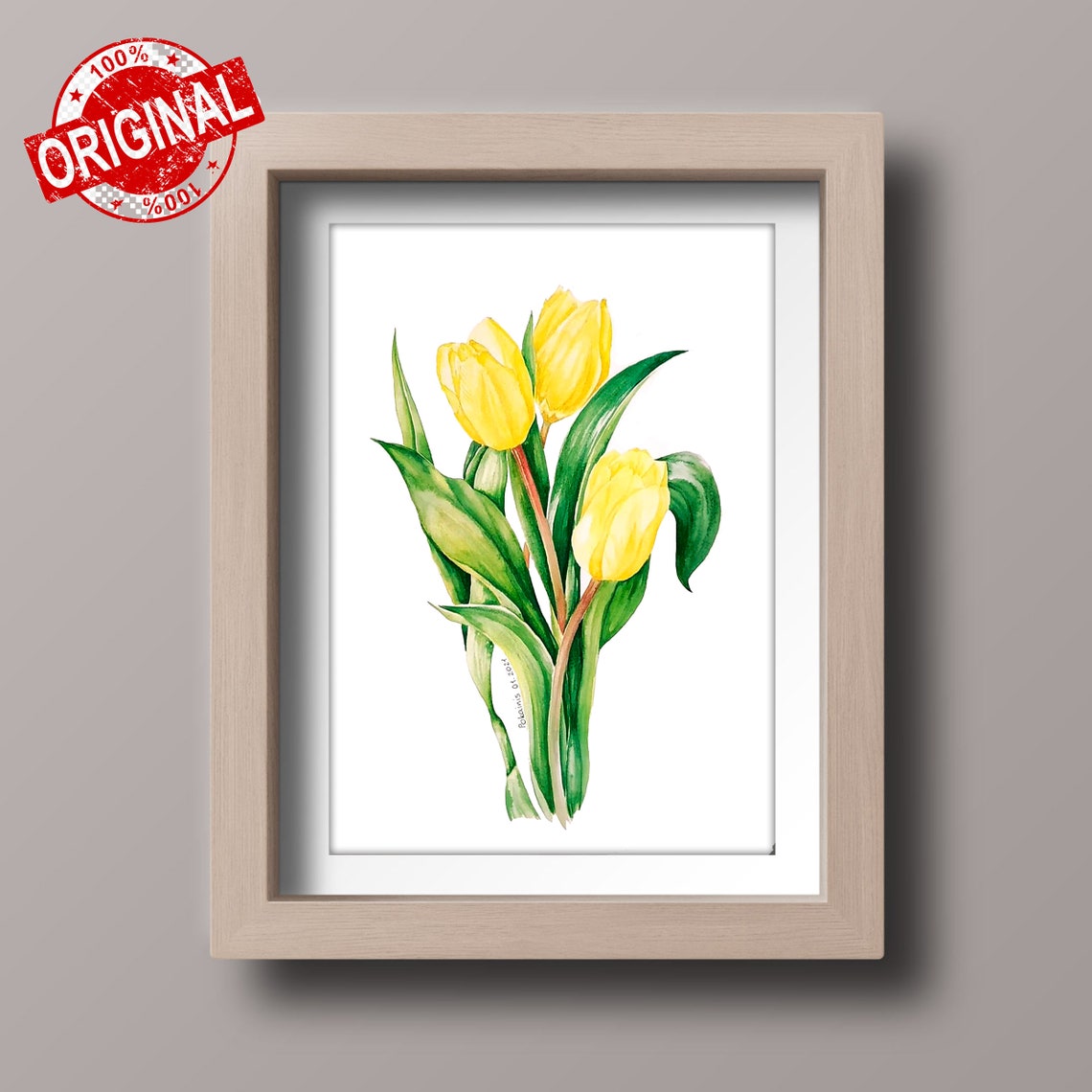 Yellow Tulips Watercolor Botanical Spring Flowers Art Poster - Image 4