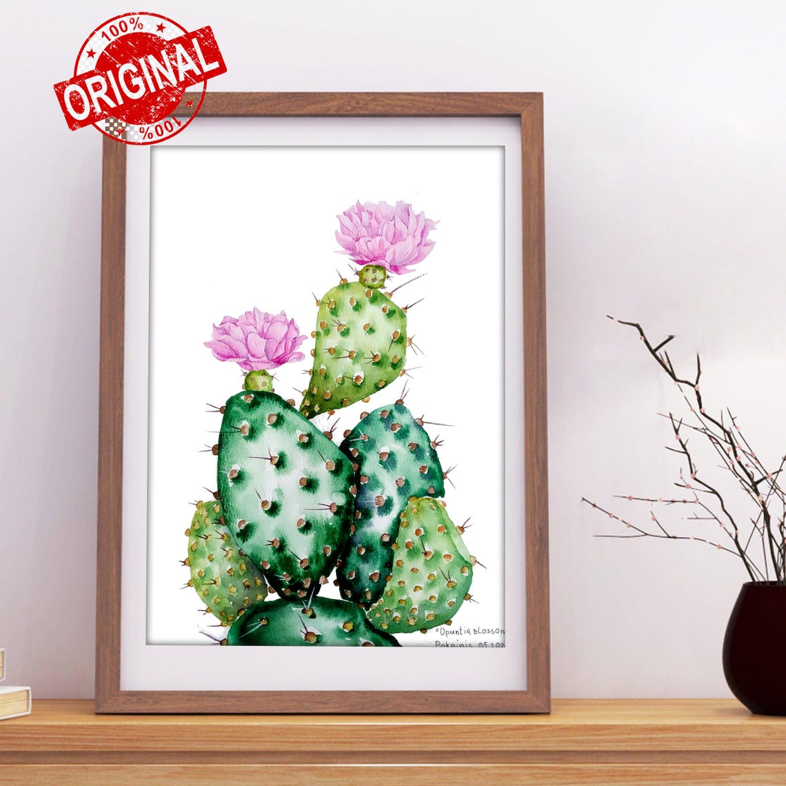 Opuntia Blossom Prickly Pear Cactus Pink Flowers Desert Poster - Image 4