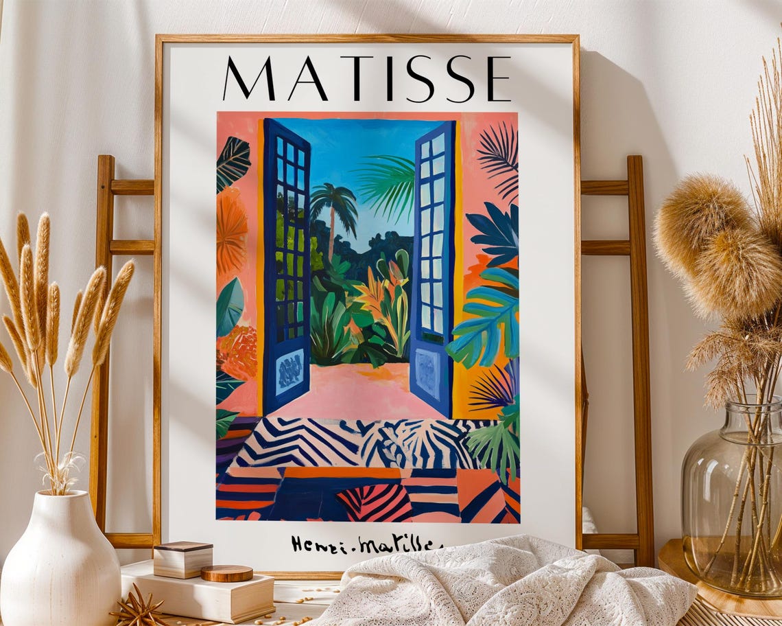 Matisse Inspired Tropical Window Jungle Garden Art Print Decor