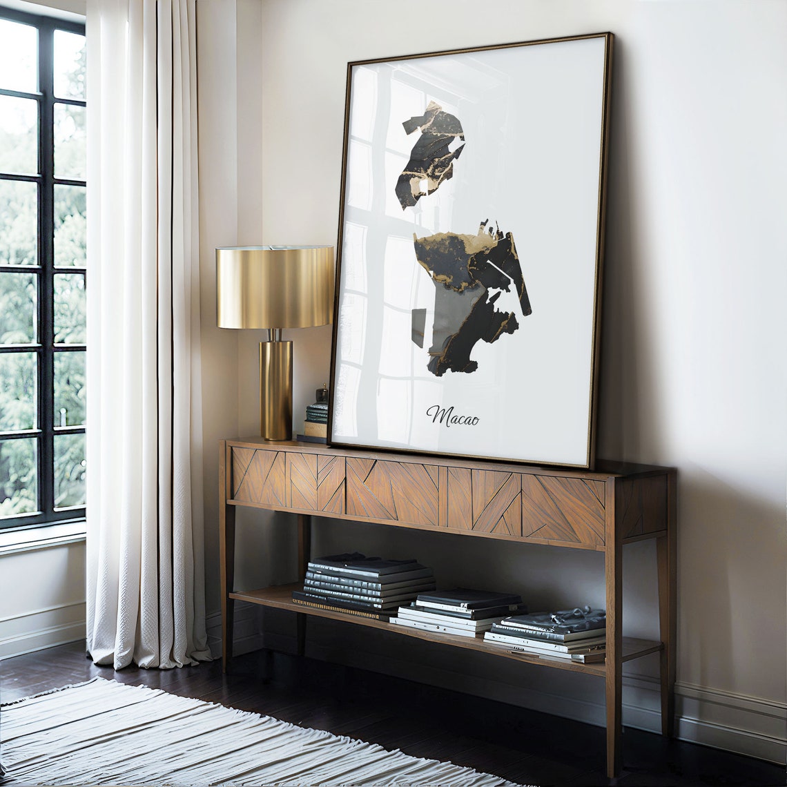 Macao Black and Gold Marble City Map Silhouette Minimalist Poster - Image 4
