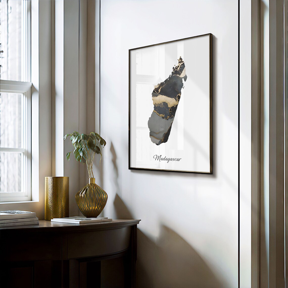 Madagascar Stylish Black And Gold Marble Map Luxury Decor Art Poster - Image 3