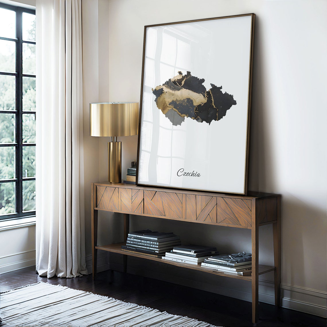 Czechia Elegant Black Gold Marble Country Map Home Decor Art Poster - Image 4